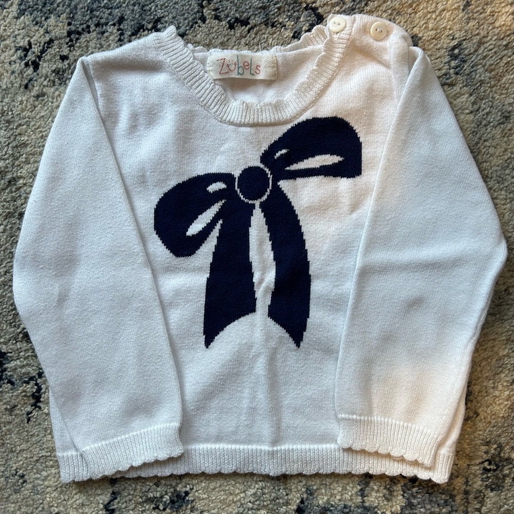 Zubels White and Navy Sweater